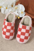 Fuzzy Checkered Print Plush Fleece Slip On Slippers