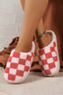 Fuzzy Checkered Print Plush Fleece Slip On Slippers