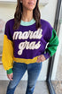 Fuzzy Contrast Panel Patchwork Letter Graphic Statement Sweater