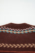 Fuzzy Knit Fair Isle Stripe Crew Neck Sweater