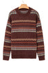 Fuzzy Knit Fair Isle Stripe Crew Neck Sweater
