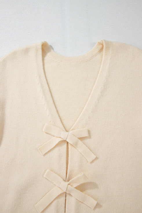 Fuzzy Knit Tie Front Long Sleeve Cardigan