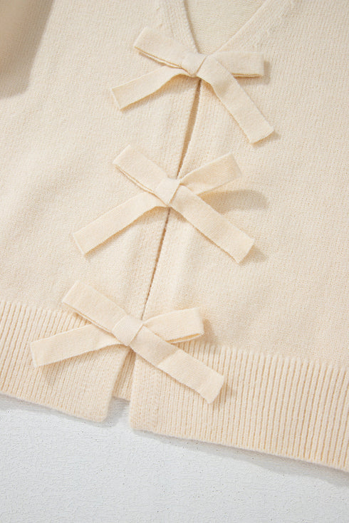 Fuzzy Knit Tie Front Long Sleeve Cardigan