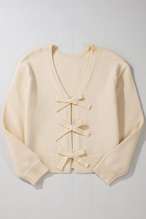 Fuzzy Knit Tie Front Long Sleeve Cardigan