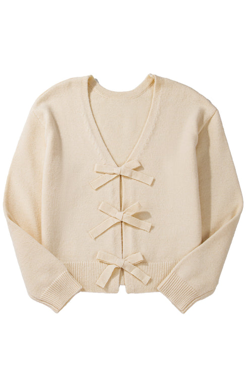 Fuzzy Knit Tie Front Long Sleeve Cardigan