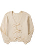 Fuzzy Knit Tie Front Long Sleeve Cardigan