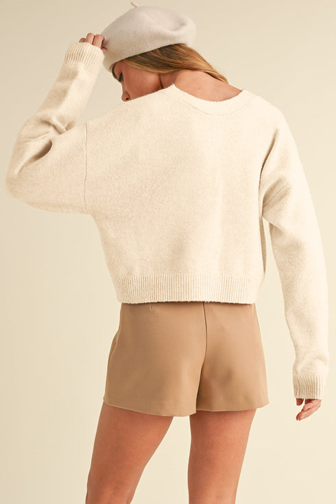 Fuzzy Knit Tie Front Long Sleeve Cardigan