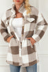 Fuzzy Plaid Flap Button Up Midi Coat