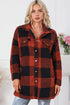 Fuzzy Plaid Flap Button Up Midi Coat