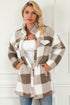 Fuzzy Plaid Flap Button Up Midi Coat