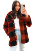 Fuzzy Plaid Flap Button Up Midi Coat