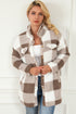 Fuzzy Plaid Flap Button Up Midi Coat