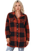 Fuzzy Plaid Flap Button Up Midi Coat