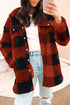 Fuzzy Plaid Flap Button Up Midi Coat