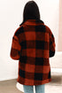 Fuzzy Plaid Flap Button Up Midi Coat