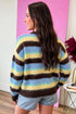Fuzzy Striped Knit Round Neck Shift Sweater