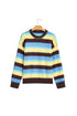 Fuzzy Striped Knit Round Neck Shift Sweater