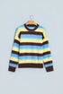 Fuzzy Striped Knit Round Neck Shift Sweater