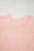 Fuzzy Textured Ribbed Round Neck Long Sleeve Top