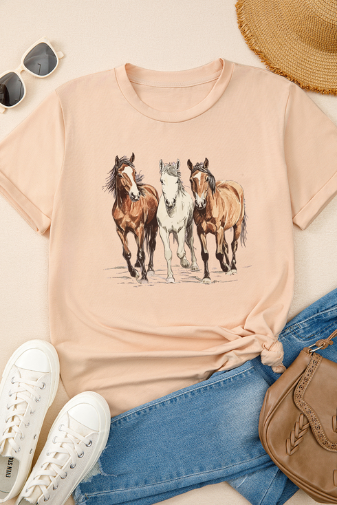 Gallant Horse Graphic Print Short Sleeve Crew Neck Tee
