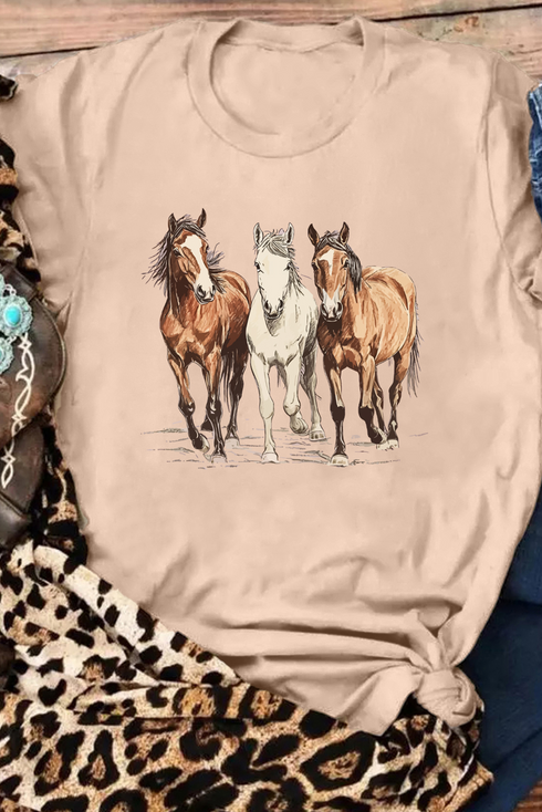 Gallant Horse Graphic Print Short Sleeve Crew Neck Tee