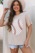 Game Day Checkered Baseball Print Graphic Tee
