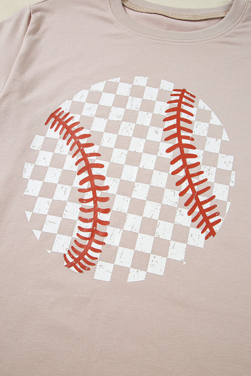 Game Day Checkered Baseball Print Graphic Tee
