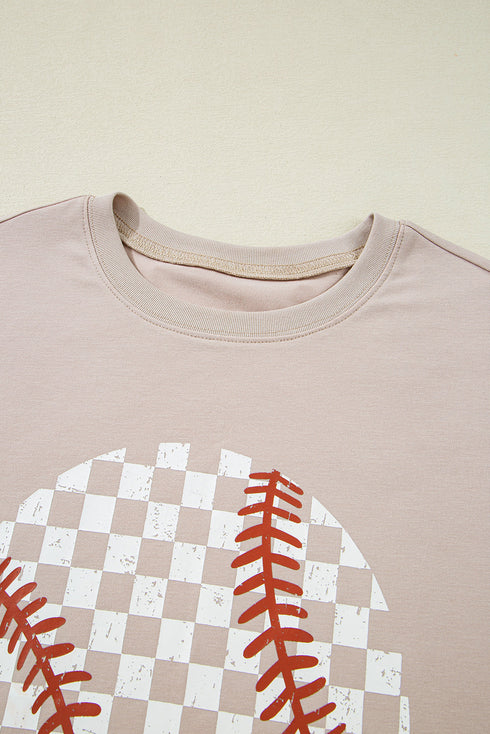 Game Day Checkered Baseball Print Graphic Tee