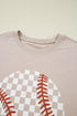Game Day Checkered Baseball Print Graphic Tee