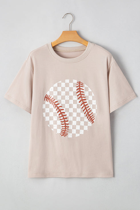 Game Day Checkered Baseball Print Graphic Tee