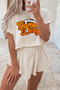 Game Day Chenille Patch Cropped Tee And Ruffle Skort Set