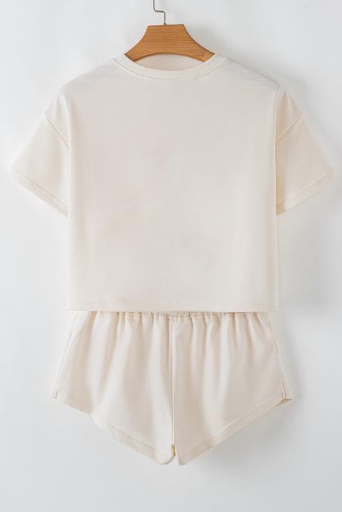 Game Day Chenille Patch Cropped Tee And Ruffle Skort Set