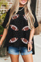 Game Day Glam Sequin Beaded Football Patch Oversized Tee