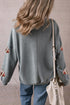 Game Day Glam Sequin Rugby Pattern Drop Shoulder Pullover Sweatshirt