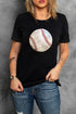 Game Day Glam Sparkle Baseball Graphic Print Tee Shirt