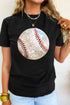 Game Day Glam Sparkle Baseball Graphic Print Tee Shirt