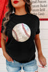 Game Day Glam Sparkle Baseball Graphic Print Tee Shirt