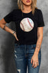 Game Day Glam Sparkle Baseball Graphic Print Tee Shirt