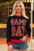 Game Day Letter Graphic Varsity Stripe Baggy Sweatshirt