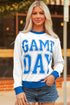 Game Day Letter Graphic Varsity Stripe Baggy Sweatshirt