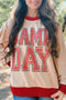 Game Day Letter Graphic Varsity Stripe Baggy Sweatshirt