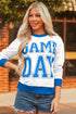 Game Day Letter Graphic Varsity Stripe Baggy Sweatshirt