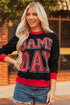 Game Day Letter Graphic Varsity Stripe Baggy Sweatshirt
