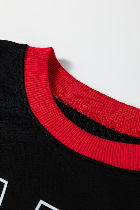 Game Day Letter Graphic Varsity Stripe Baggy Sweatshirt