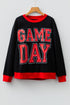 Game Day Letter Graphic Varsity Stripe Baggy Sweatshirt