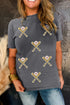 Game Day Sequin Embellished Baseball Graphic Print Tee
