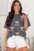 Game Day Sequin Embellished Baseball Graphic Print Tee