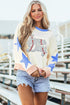Game Day Sequin Stitch Graphic Star Patch Colorblock Sweatshirt