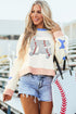 Game Day Sequin Stitch Graphic Star Patch Colorblock Sweatshirt