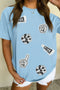 Game Day Spirit Sequin Embellished Cheer Patch Graphic Tee